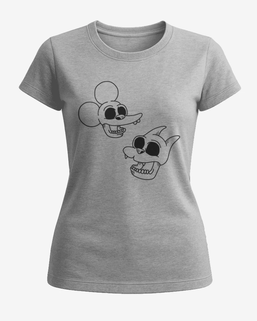 Polera de Mujer Gris Melange de Itchy and Scratchy