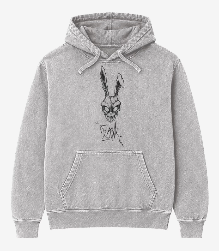 Poleron Canguro Acid Wash Gris Melange de Donnie Darko Frank 