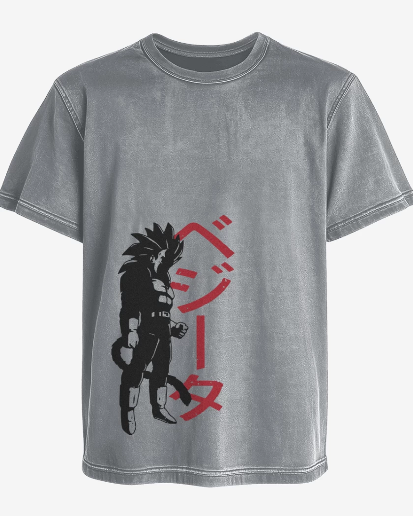 Polera desgastada Gris Melange de Vegeta SSJ4