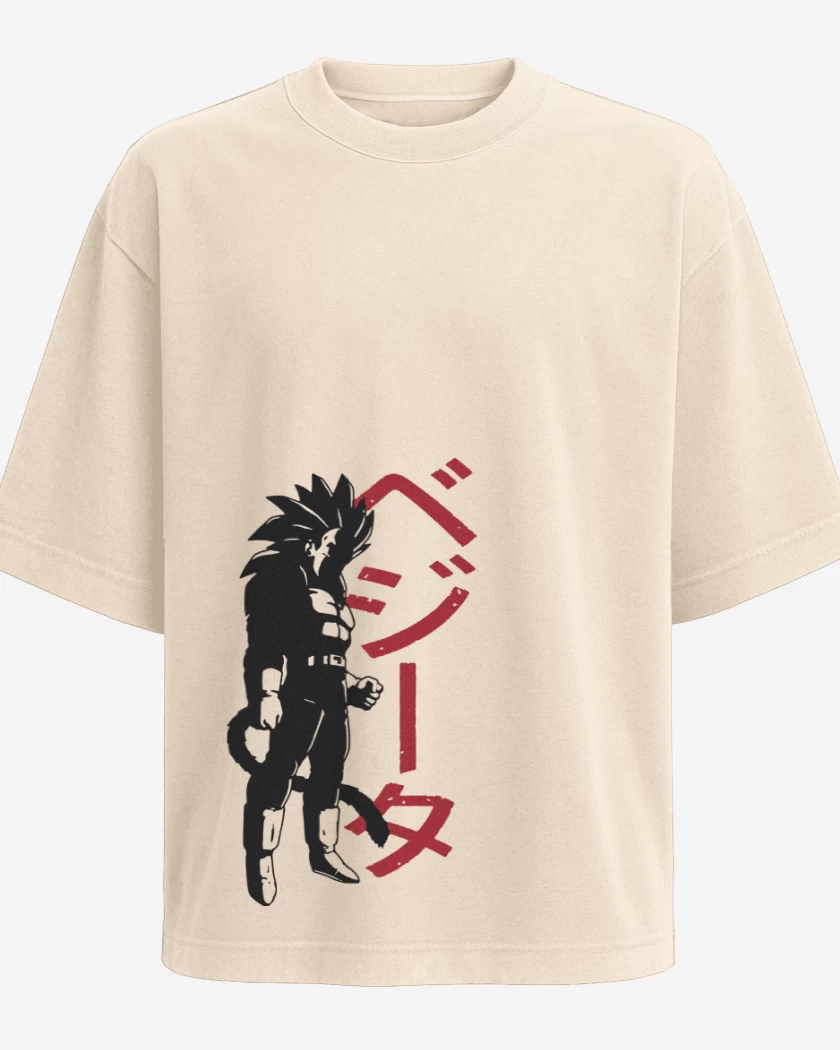 Polera Oversize Beige de Vegeta SSJ4