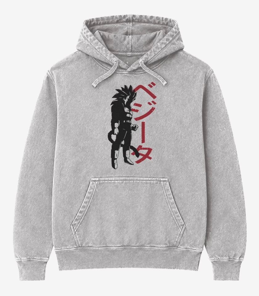 Poleron Canguro Acid Wash Gris Melange de Vegeta SSJ4