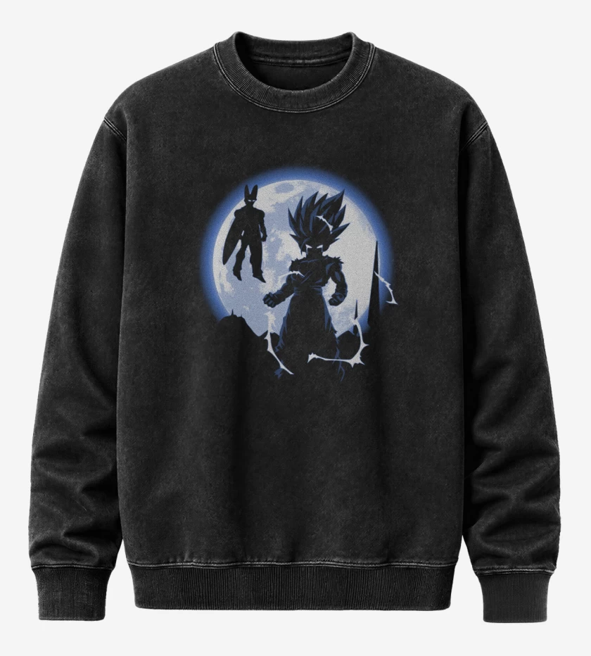 Poleron Polo Acid Wash Negro de Gohan vs celula