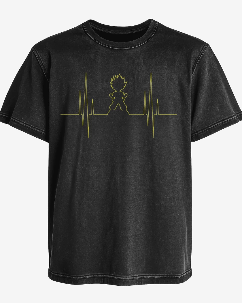 Polera desgastada Negro de Signo vital saiyajin