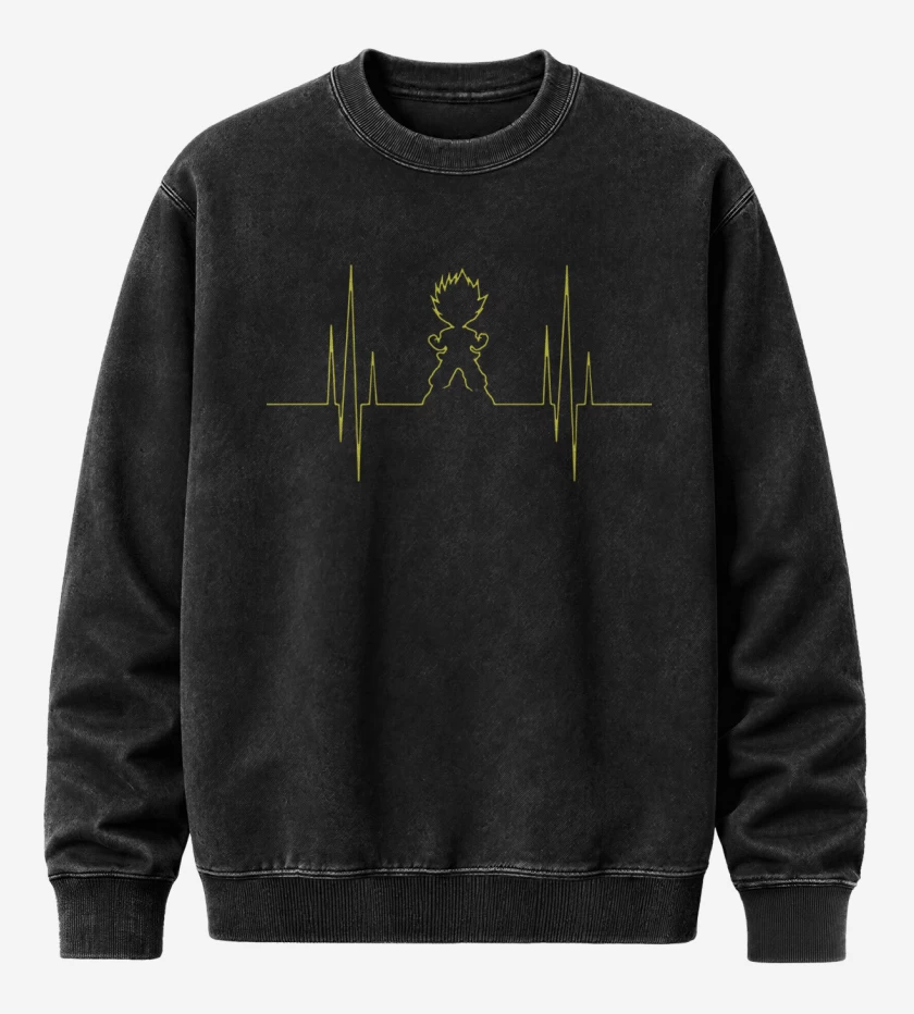 Poleron Polo Acid Wash Negro de Signo vital saiyajin