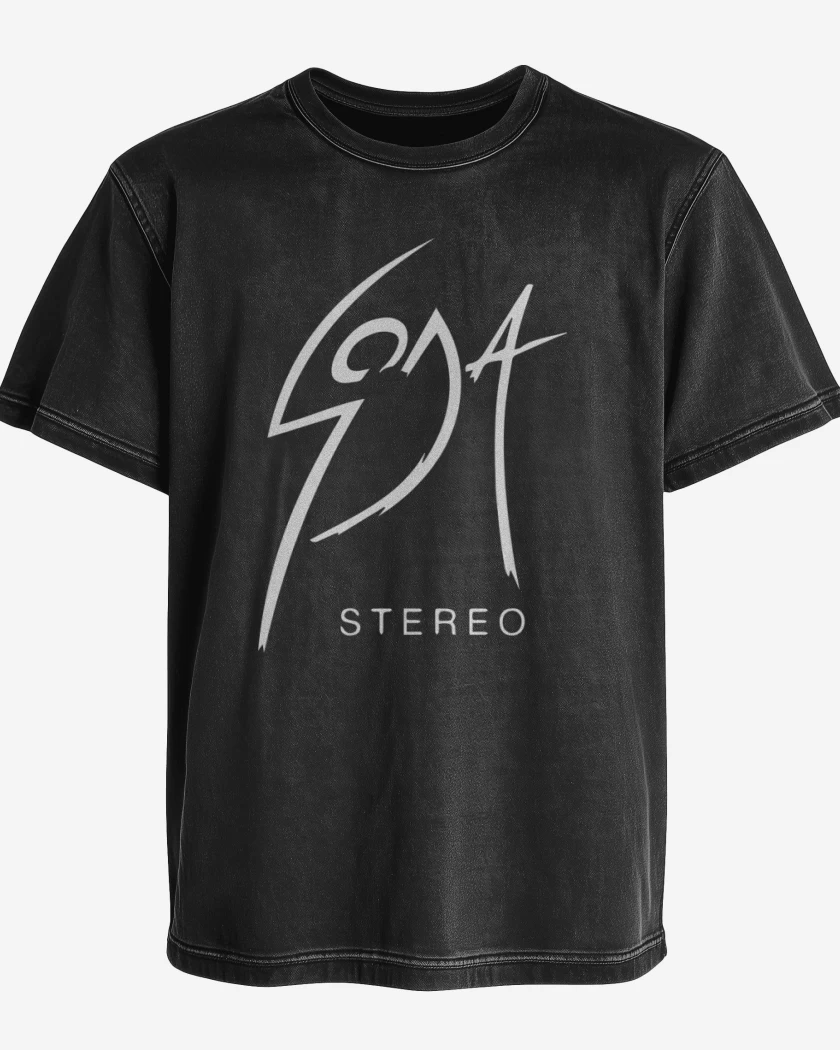 Polera desgastada Negro de soda estereo