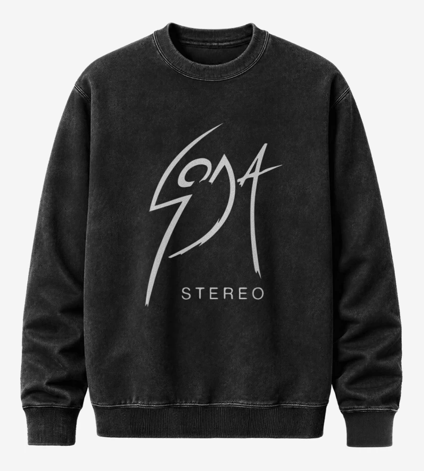 Poleron Polo Acid Wash Negro de soda estereo