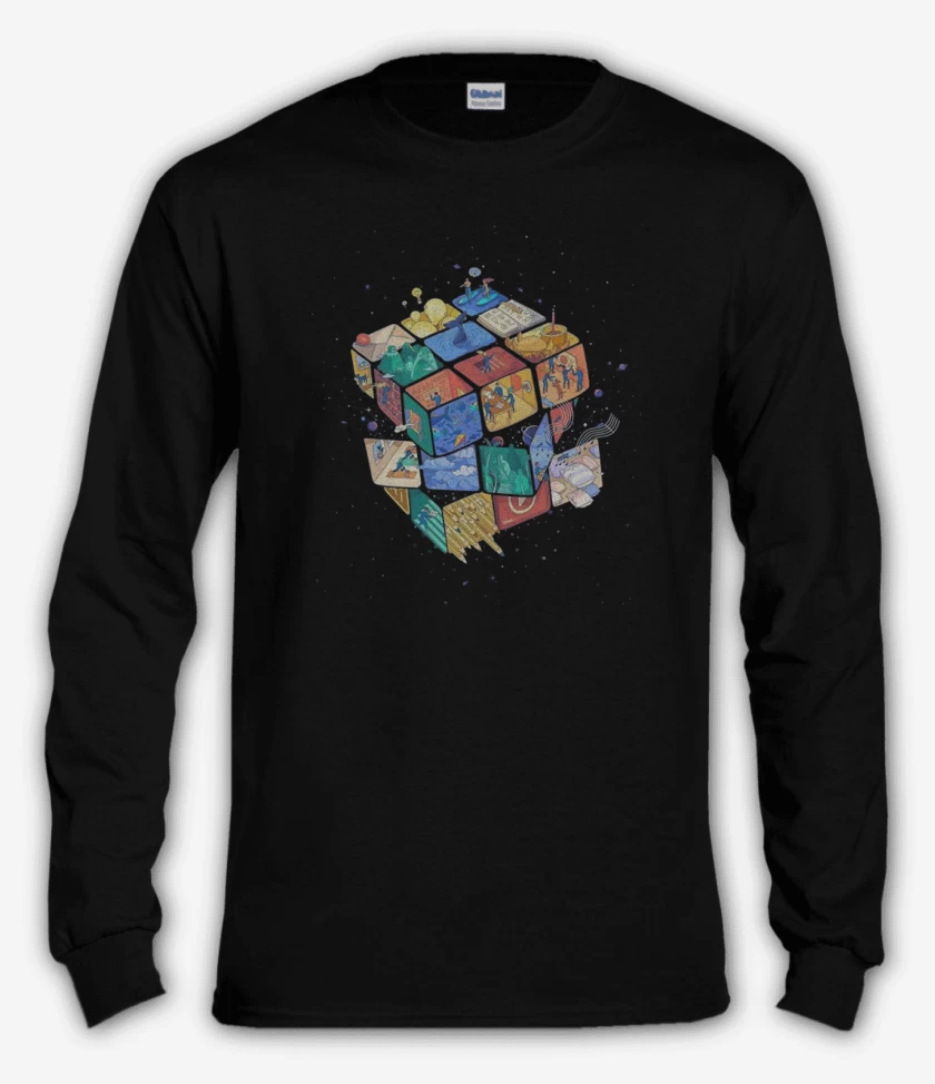 Polera manga larga Negro de Rubik color 
