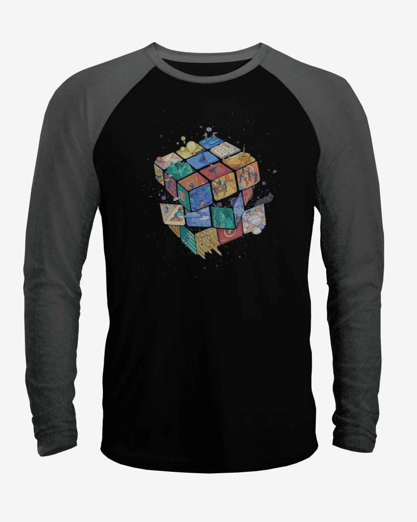 Polera Raglan Negro / Negro Heather de Rubik color 