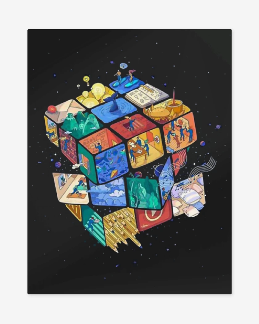 Print metalico Negro de Rubik color 