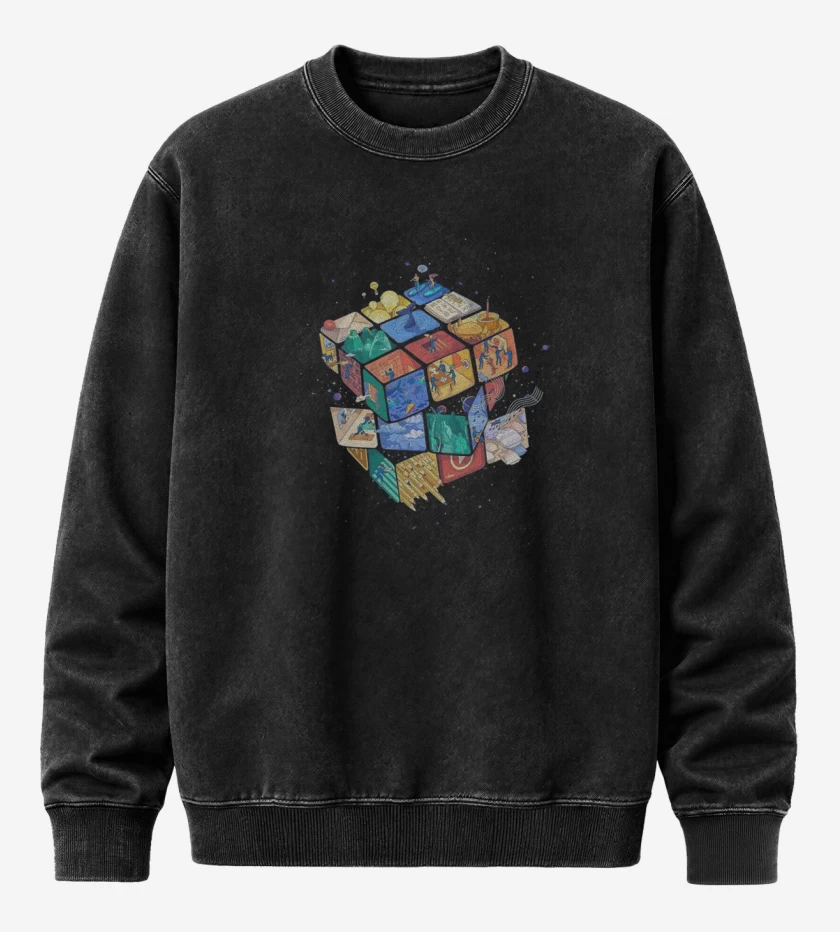 Poleron Polo Acid Wash Negro de Rubik color 