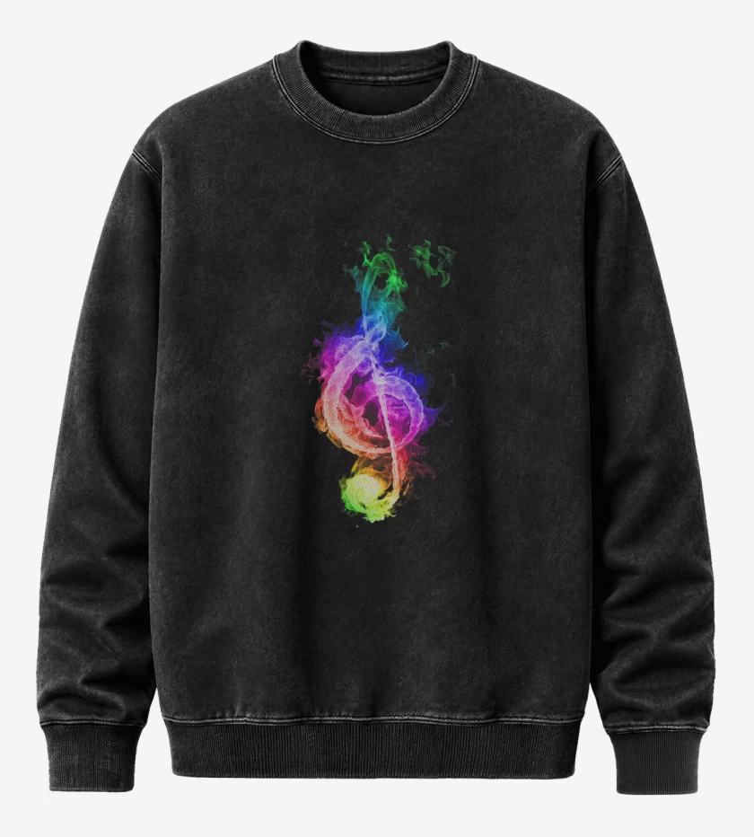 Poleron Polo Acid Wash Negro de Nota musical