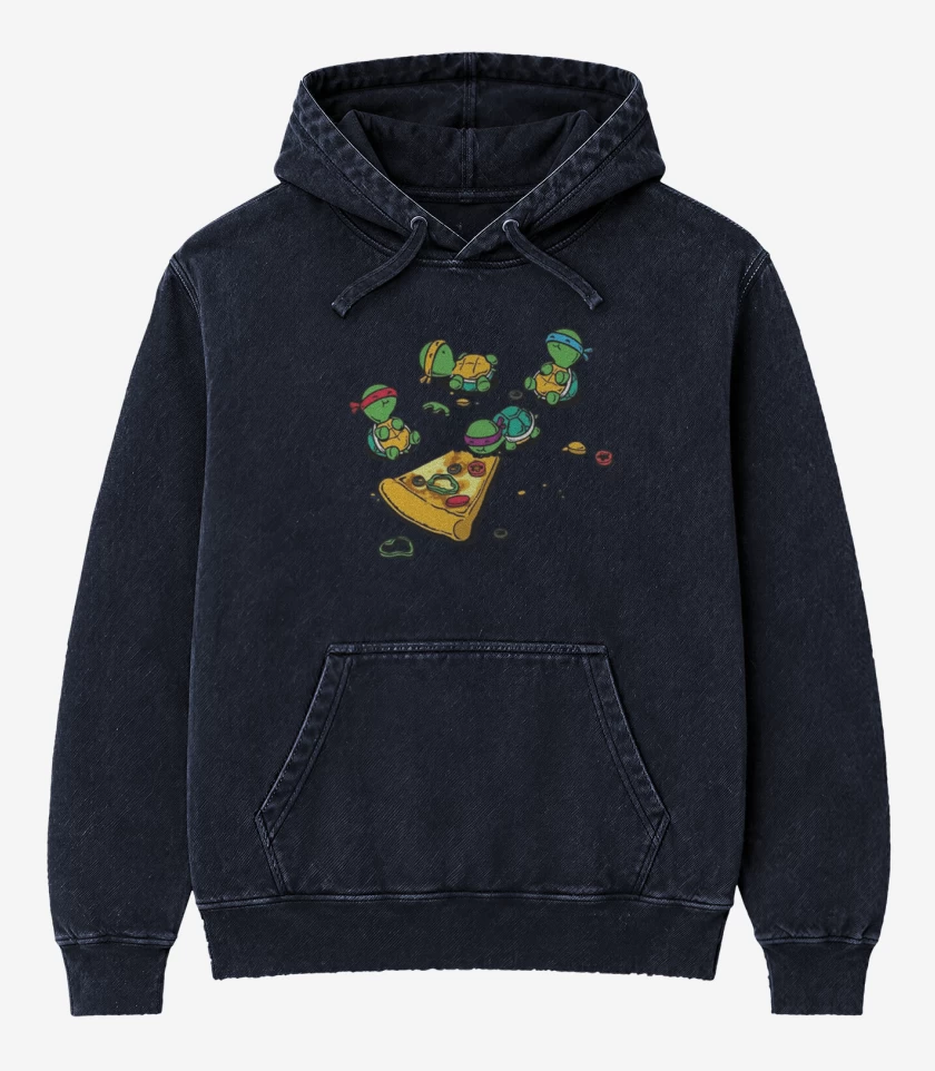 Poleron Canguro Acid Wash Azul Marino de Tortuguitas pizza 