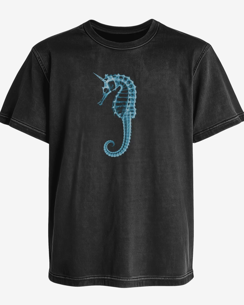 Polera desgastada Negro de Caballito de mar