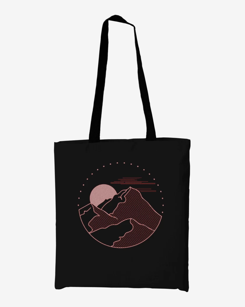 Totebag Negro de Paisaje  de bolsillo