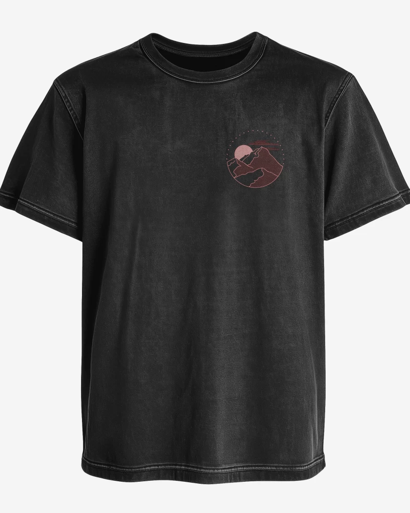 Polera desgastada Negro de Paisaje  de bolsillo