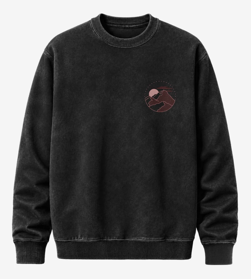 Poleron Polo Acid Wash Negro de Paisaje  de bolsillo