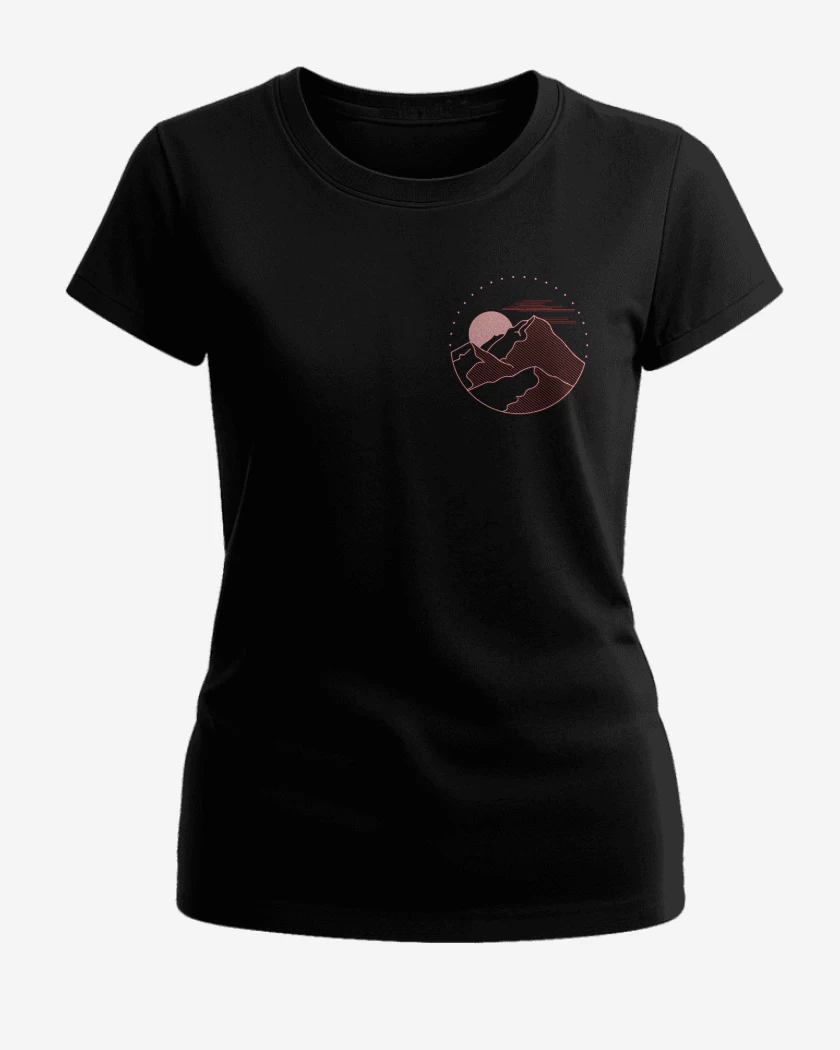 Polera de Mujer Negro de Paisaje  de bolsillo