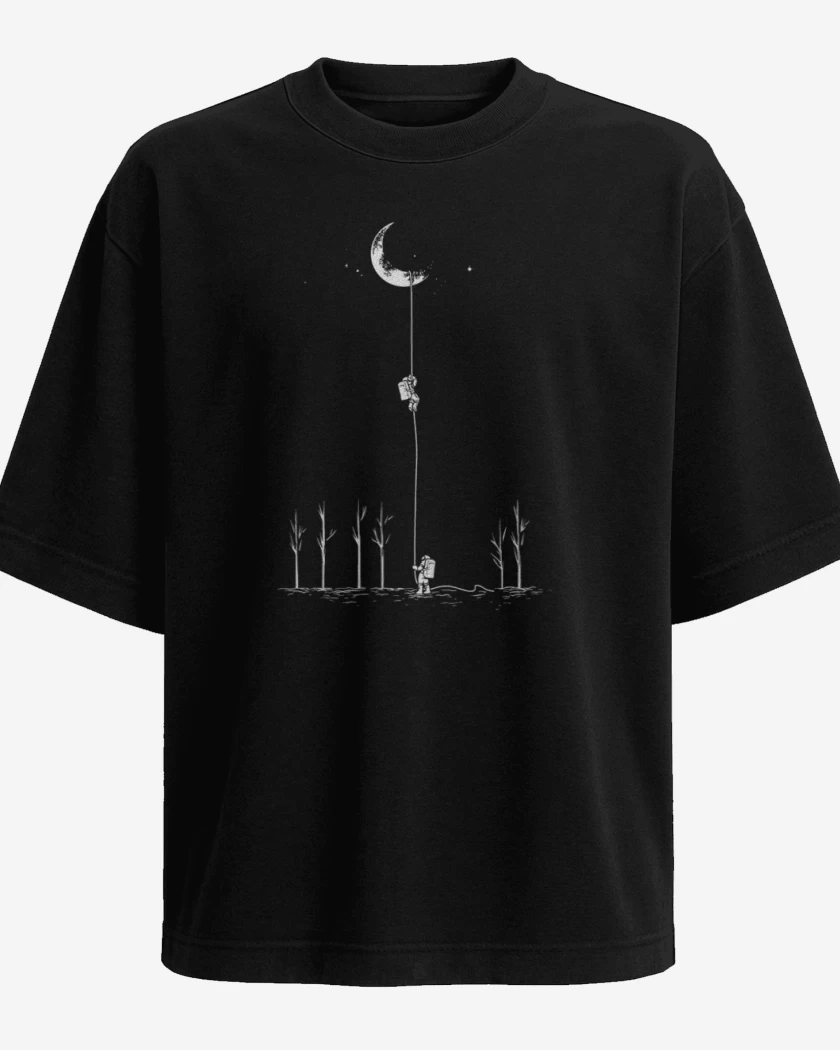 Polera Oversize Negro de Cable a Luna 