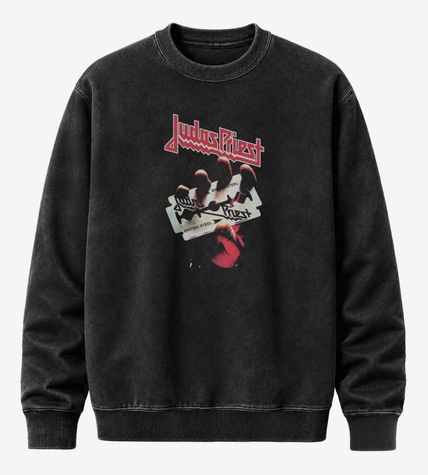 Poleron Polo Acid Wash Negro de Judas Priest 1 
