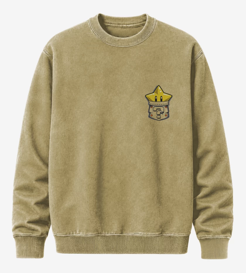 Poleron Polo Acid Wash Beige de Estrella de bolsillo