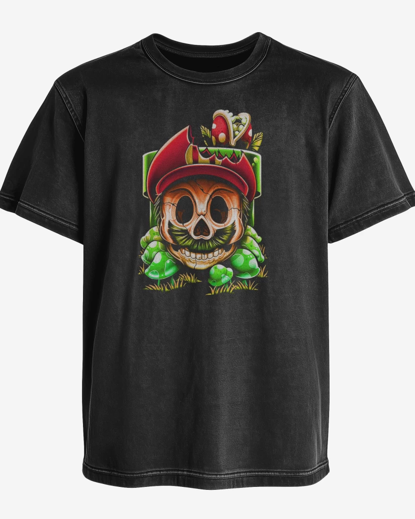 Polera desgastada Negro de Super biote Skull