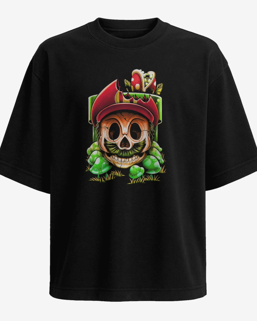 Polera Oversize Negro de Super biote Skull