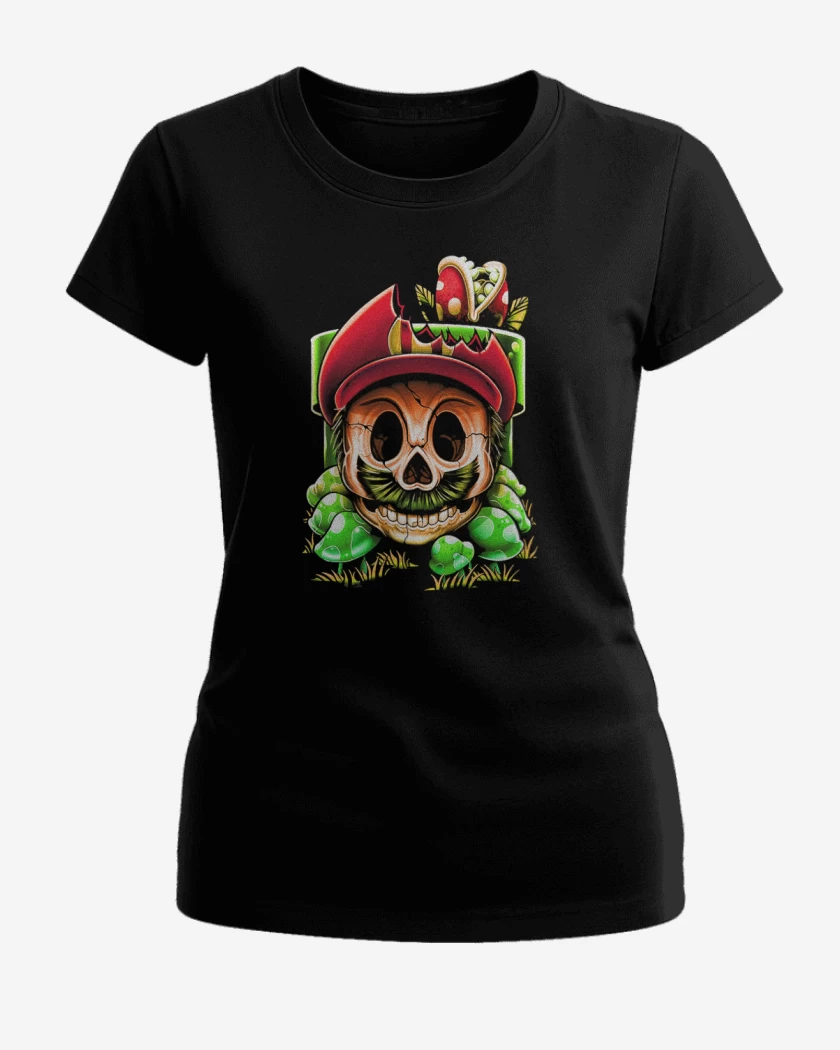 Polera de Mujer Negro de Super biote Skull