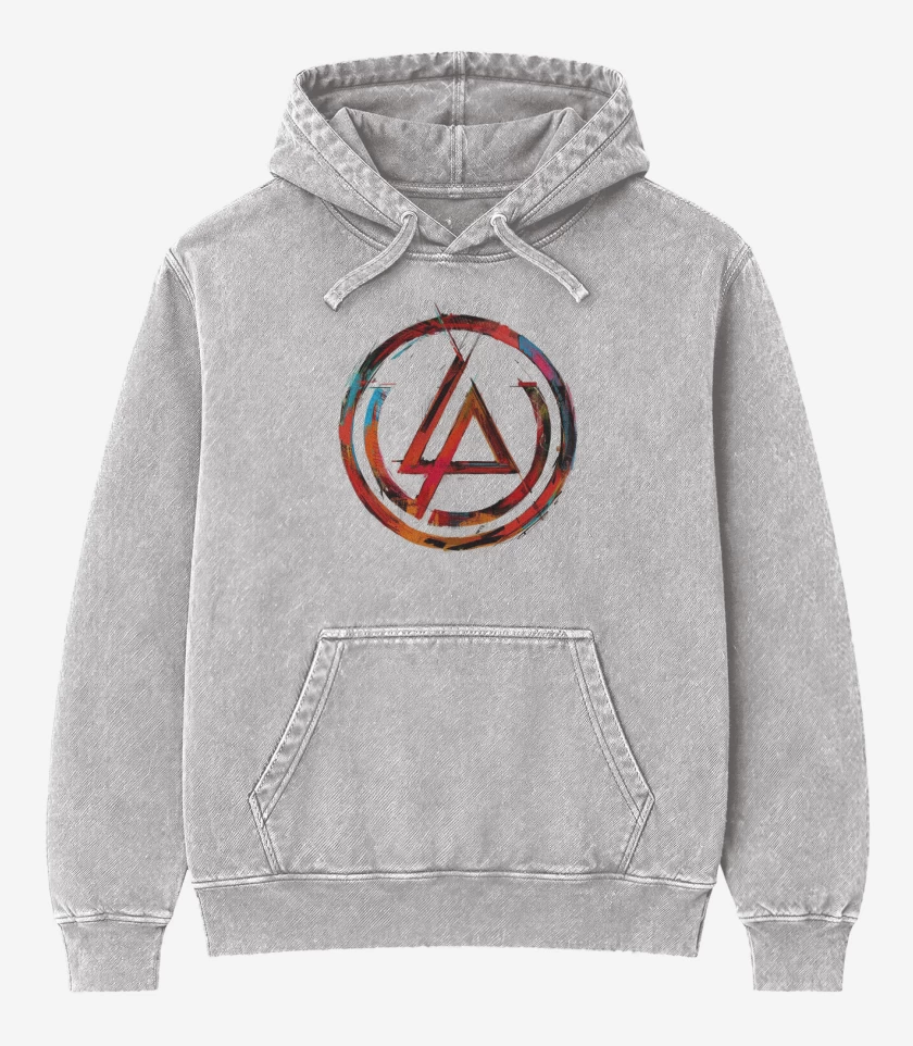 Poleron Canguro Acid Wash Gris Melange de Linkin park 2