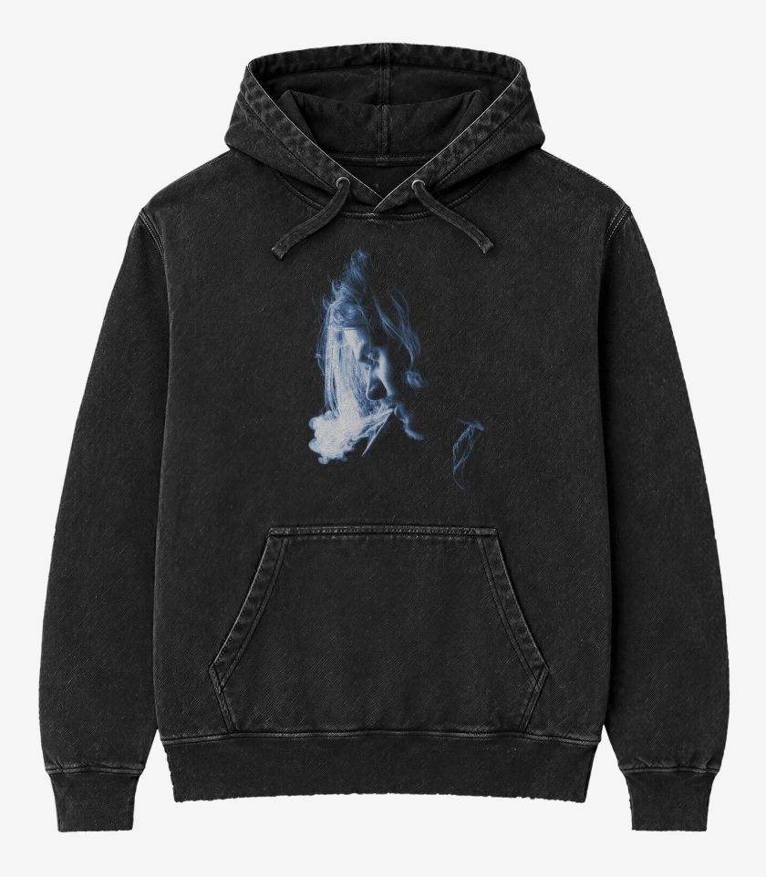 Poleron Canguro Acid Wash Negro de Kurt 