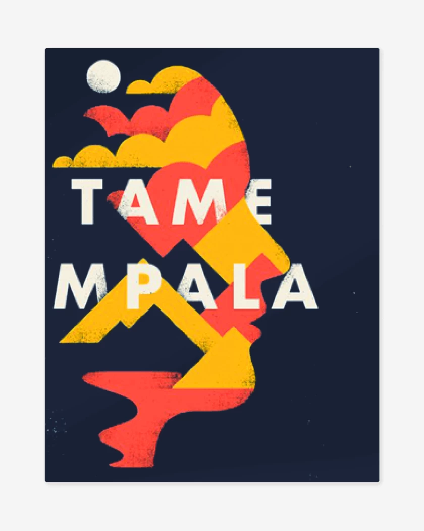 Print metalico Azul Marino de Tame Impala