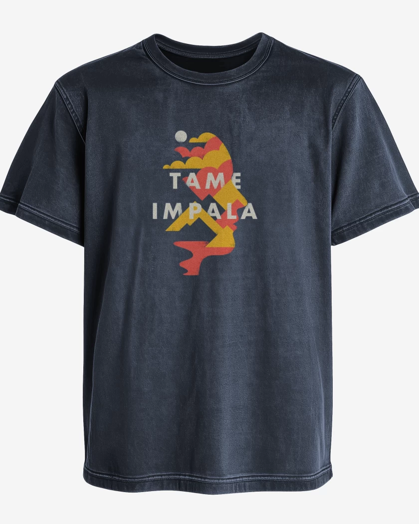 Polera desgastada Azul Marino de Tame Impala