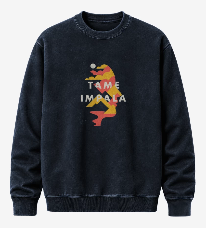 Poleron Polo Acid Wash Azul Marino de Tame Impala