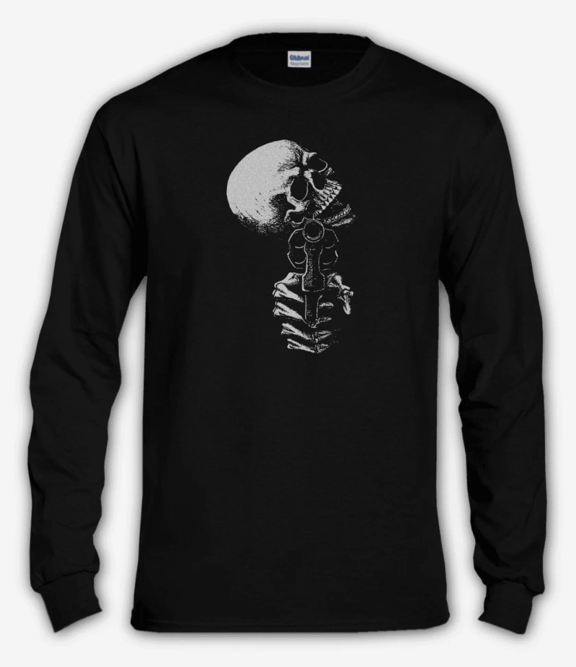 Polera manga larga Negro de Skull gun