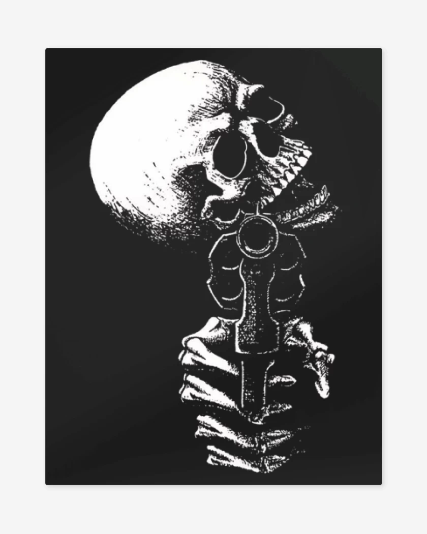 Print metalico Negro de Skull gun