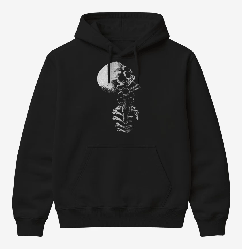 Poleron Canguro básico Negro de Skull gun