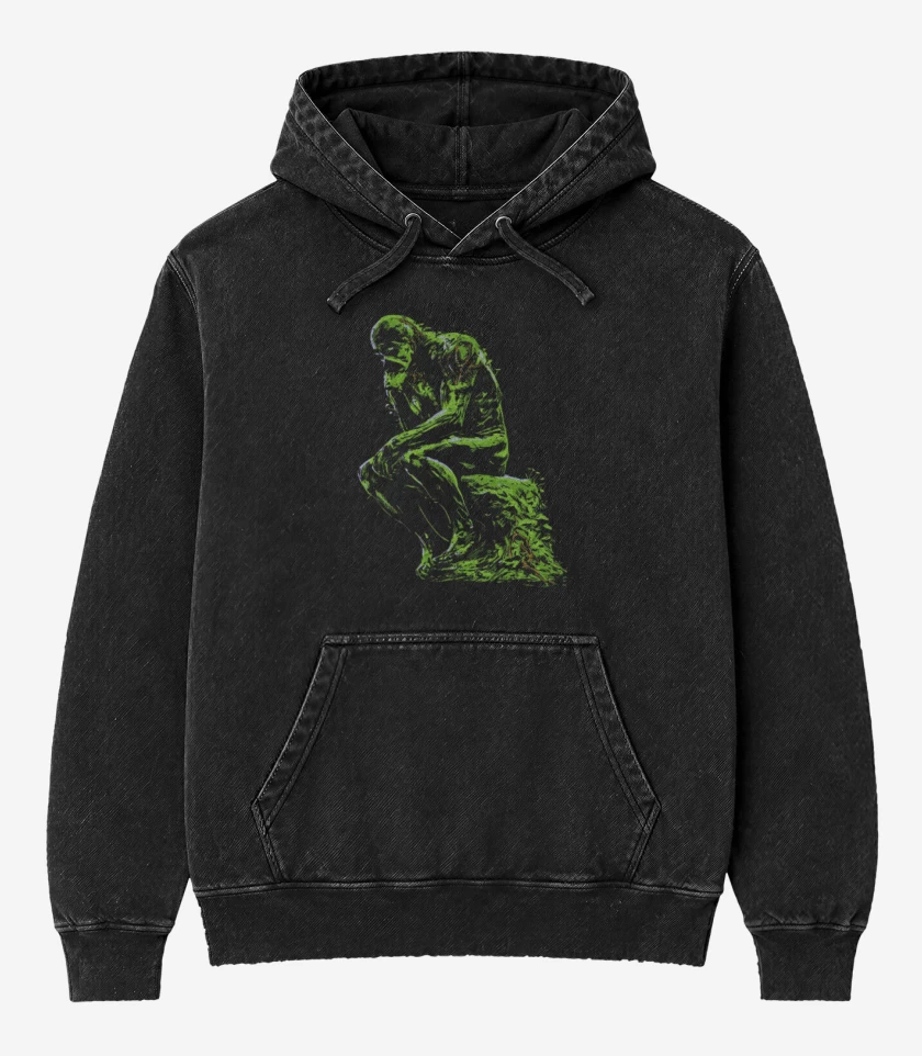 Poleron Canguro Acid Wash Negro de Swamp Think