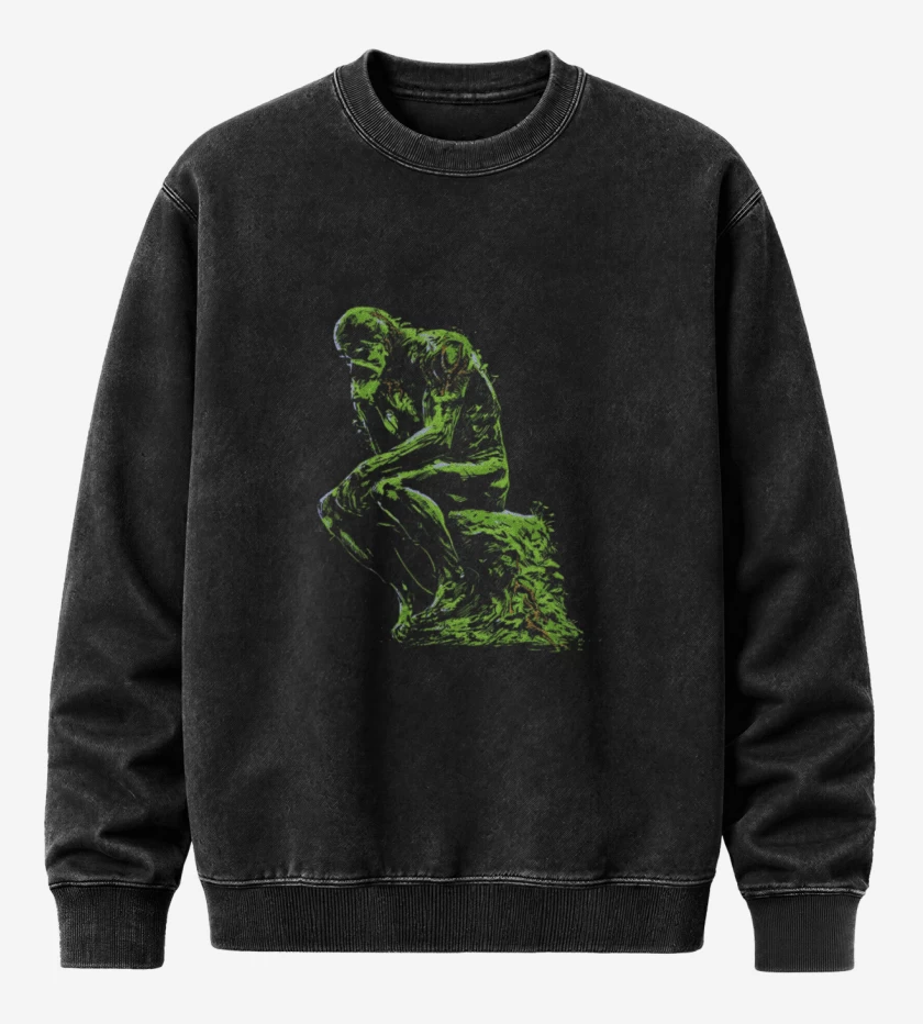 Poleron Polo Acid Wash Negro de Swamp Think
