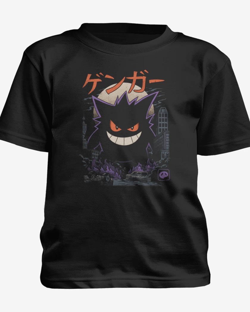 Polera de niño Negro de Gengar Godzilla