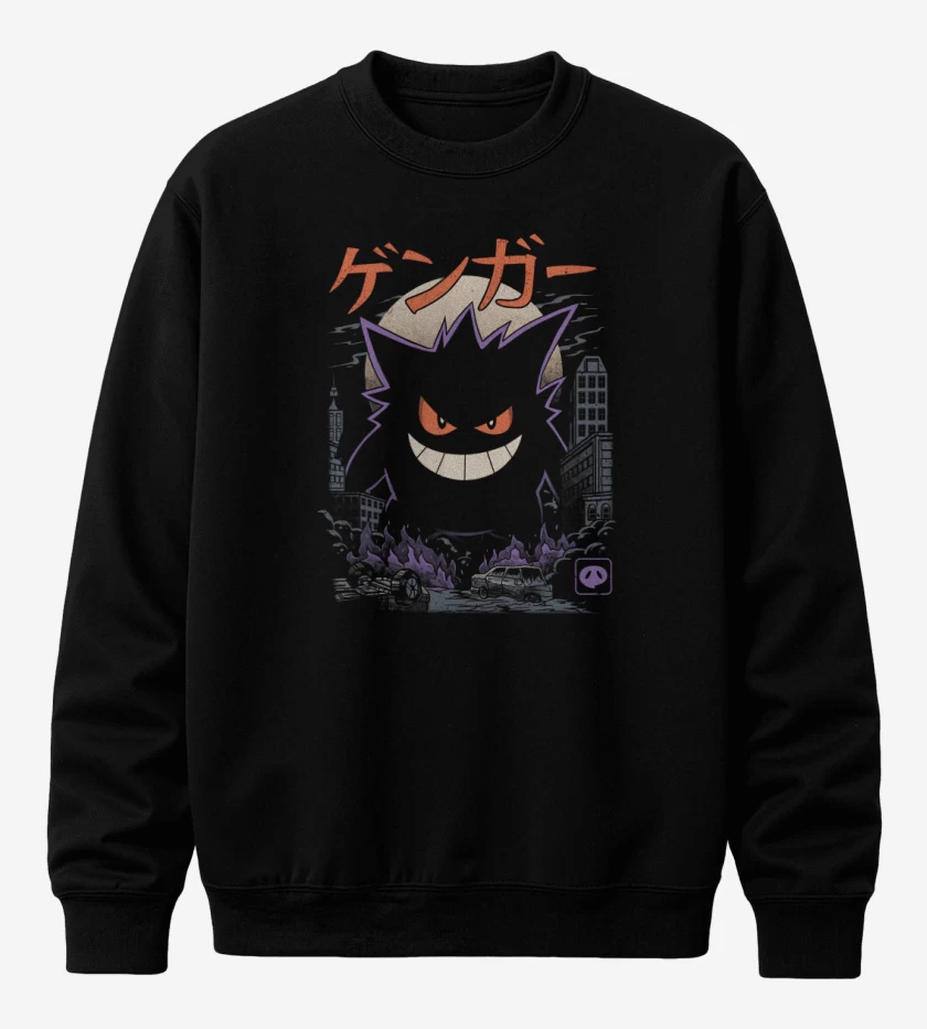 Poleron polo Negro de Gengar Godzilla