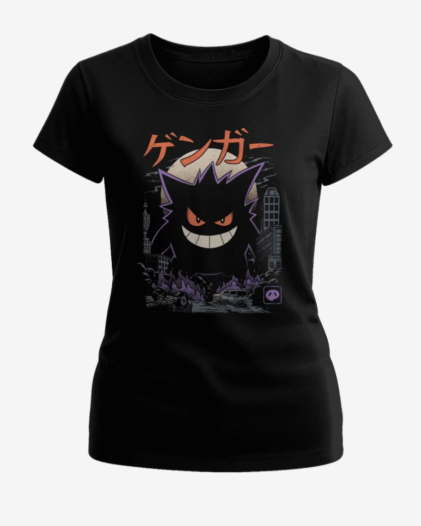 Polera de Mujer Negro de Gengar Godzilla
