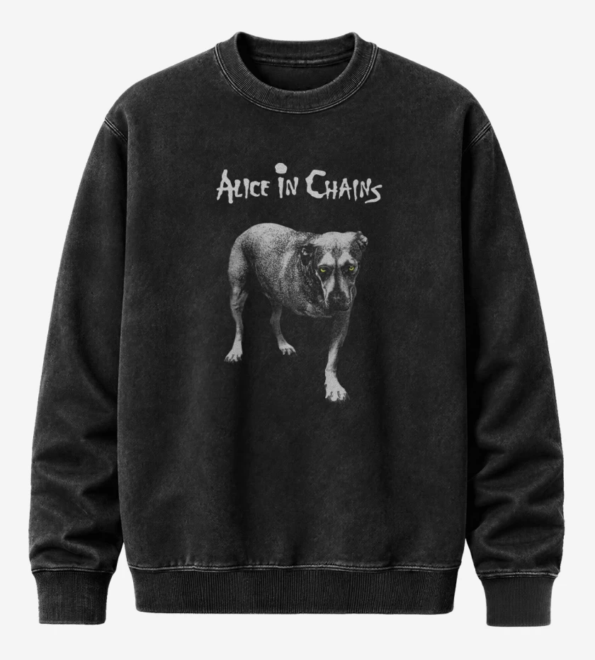 Poleron Polo Acid Wash Negro de Alice in chains homonimo