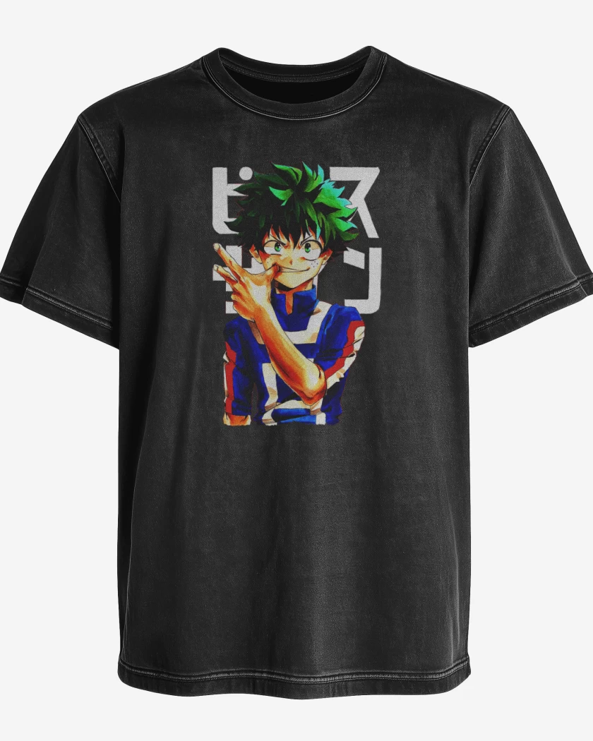 Polera desgastada Negro de Boku no hero 3
