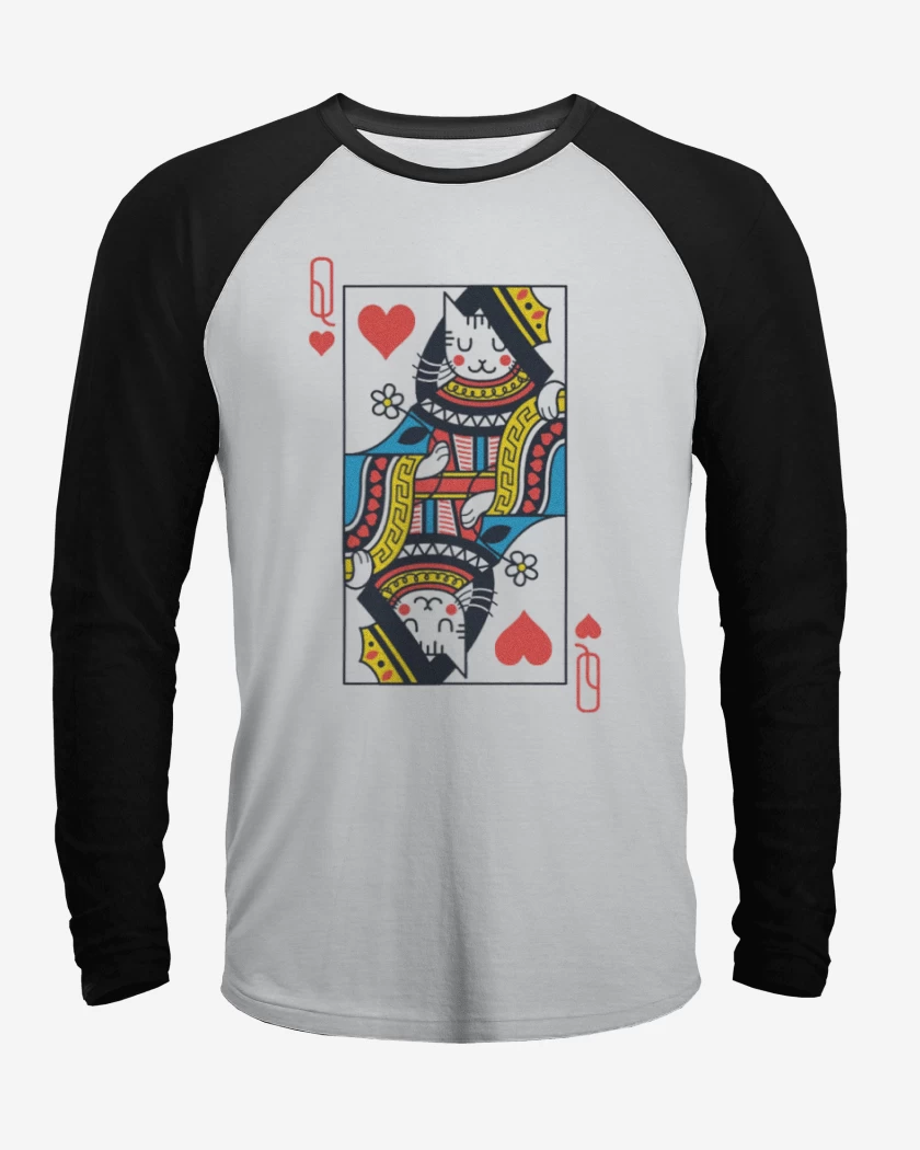 Polera Raglan Blanco / Negro de Queen cat