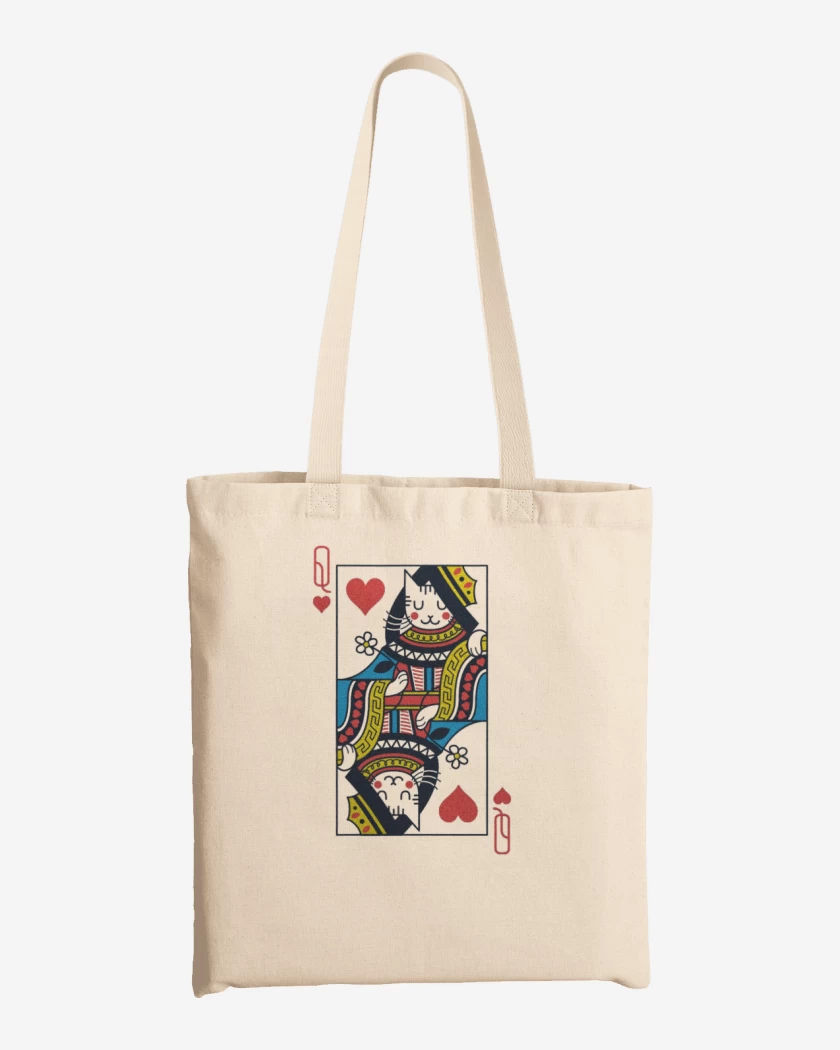 Totebag Blanco de Queen cat