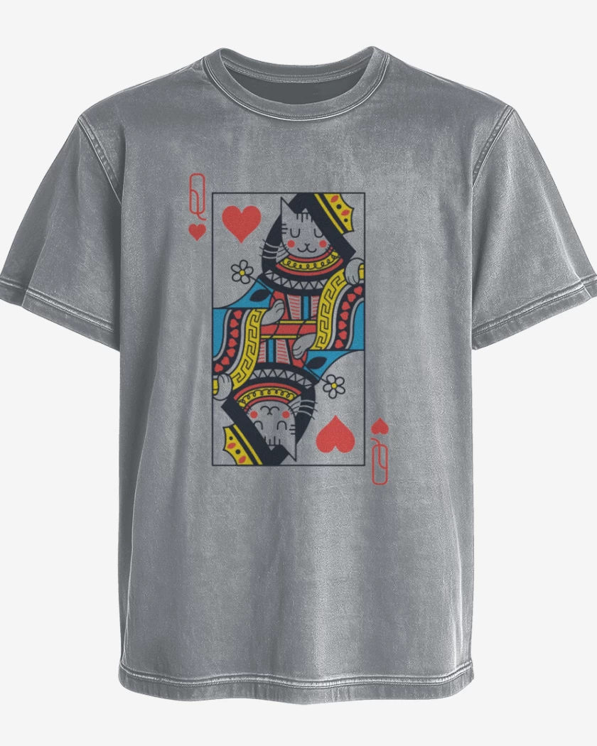 Polera desgastada Gris Melange de Queen cat