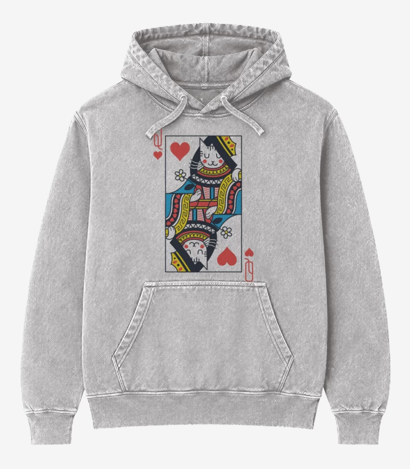 Poleron Canguro Acid Wash Gris Melange de Queen cat