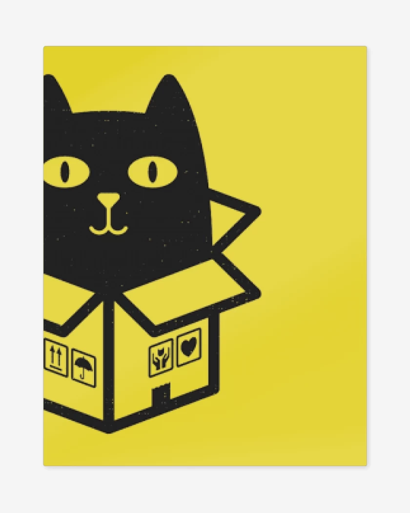 Print metalico Amarillo de cat in the box