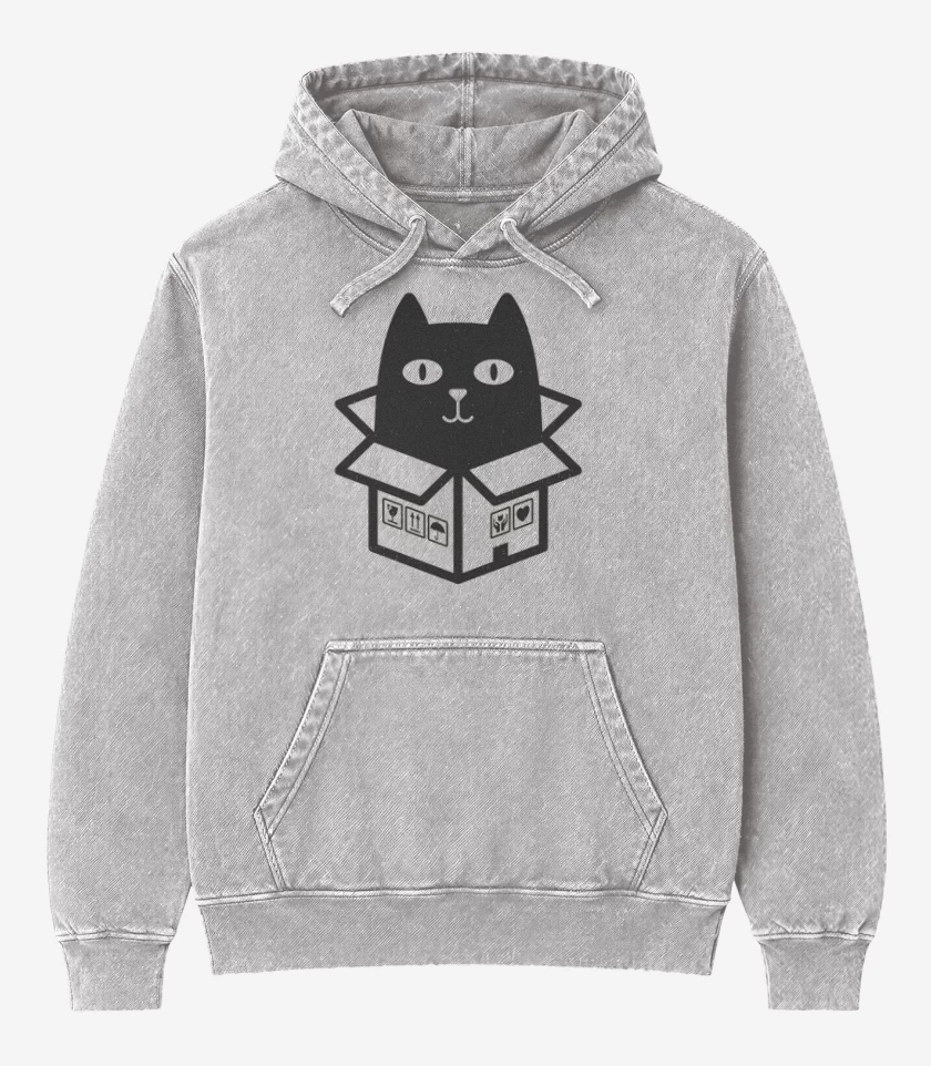 Poleron Canguro Acid Wash Gris Melange de cat in the box