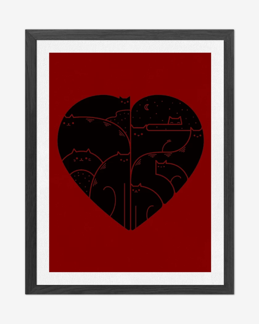 Cuadro decorativo Rojo de corazon de gat@ 02