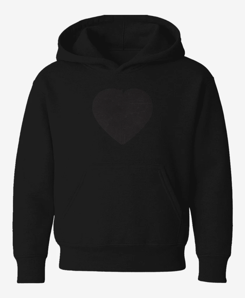 Poleron de niño Negro de corazon de gat@ 02